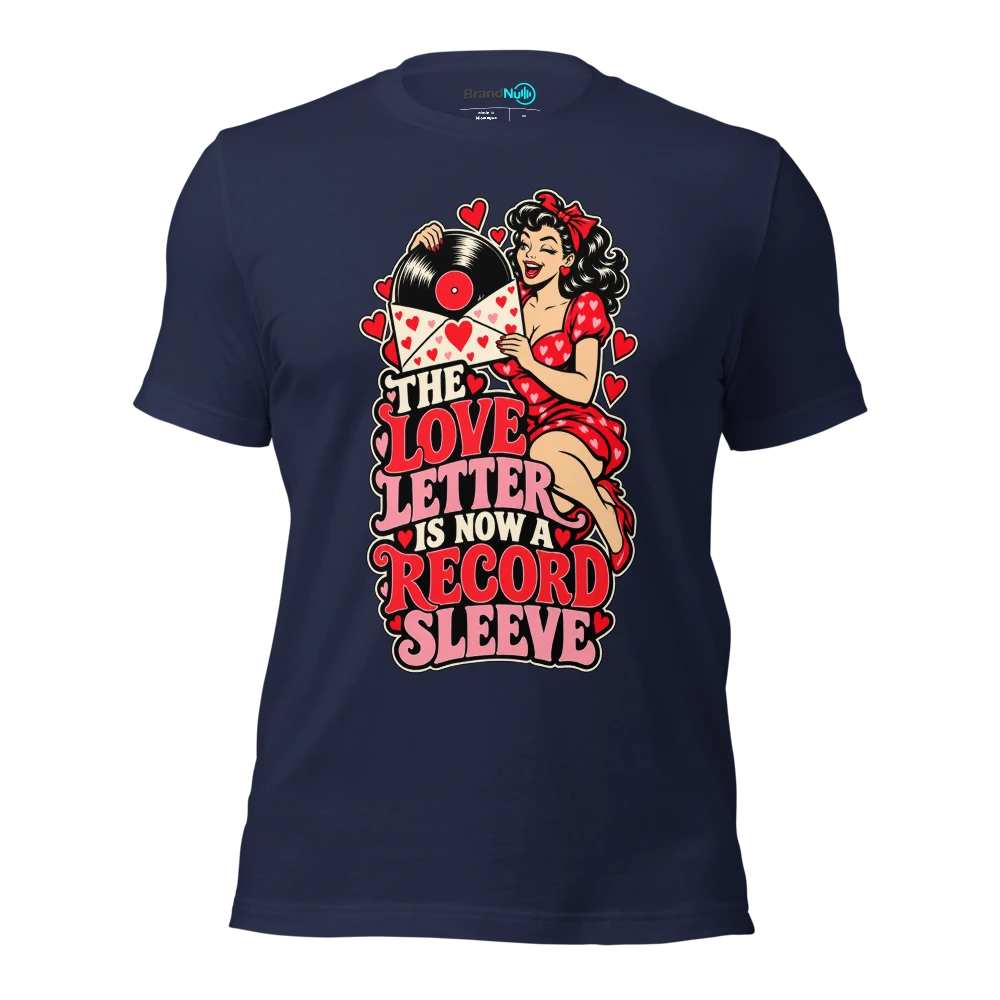 THE LOVE LETTER IS NOW A RECORD SLEEVE T Shirt Navy Front