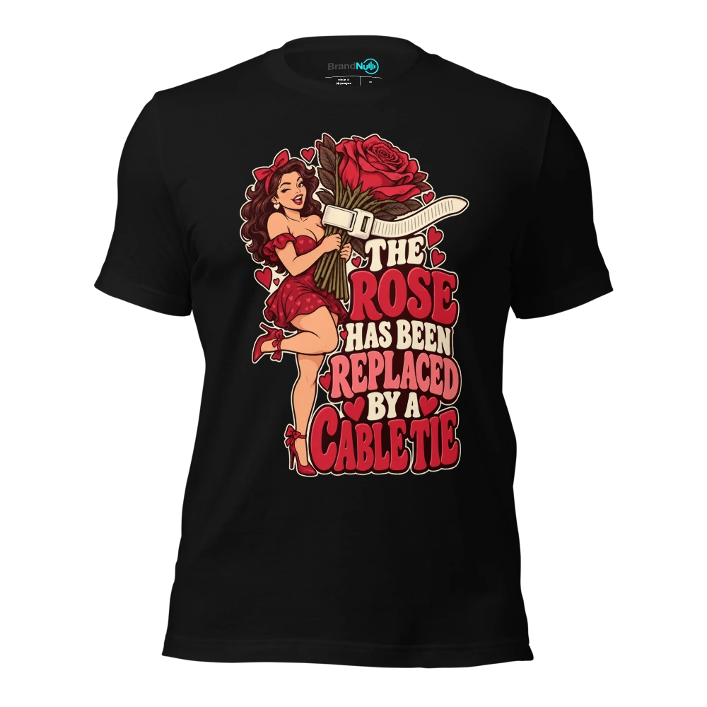 THE ROSE HAS BEEN REPLACED BY A CABLE TIE T-SHIRT