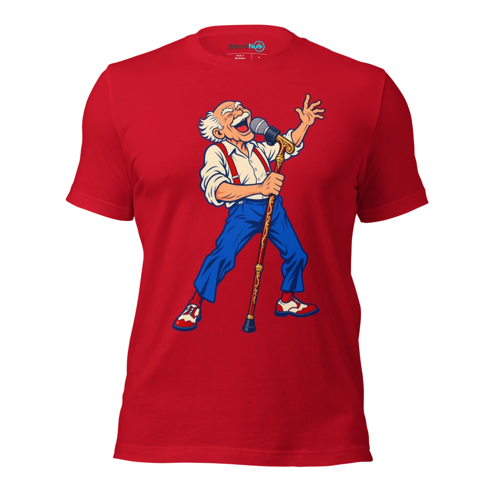 THIS WALKING STICK HAS A MICROPHONE CLIP T Shirt Red Front