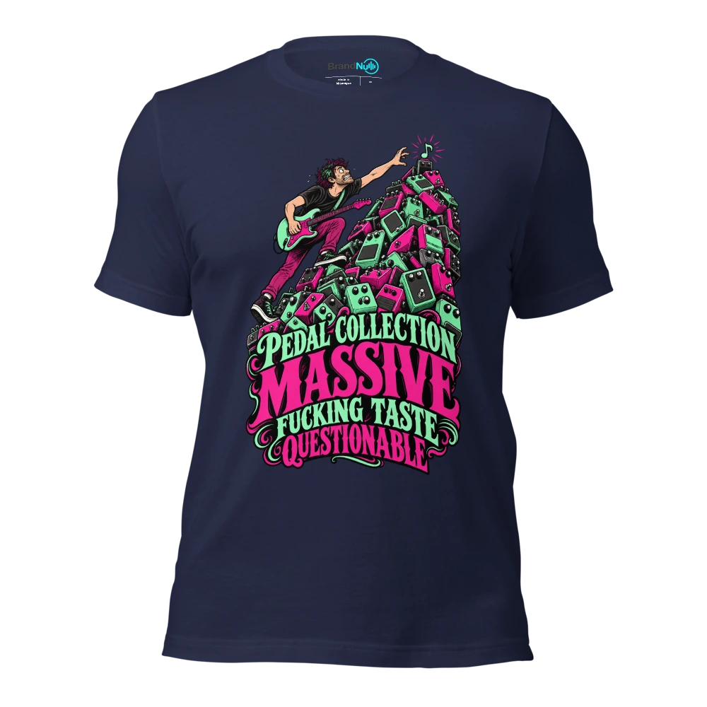 PEDAL COLLECTION MASSIVE FUCKING TASTE QUESTIONABLE T Shirt Navy Front