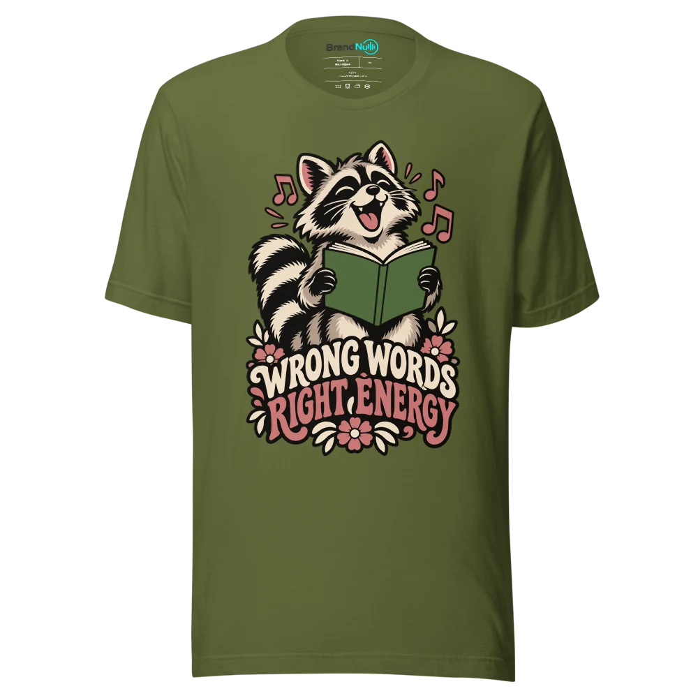 WRONG WORDS RIGHT ENERGY T Shirt Olive Front