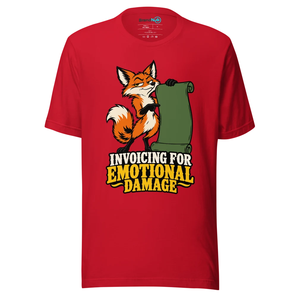 INVOICING FOR EMOTIONAL DAMAGE T Shirt Red Front