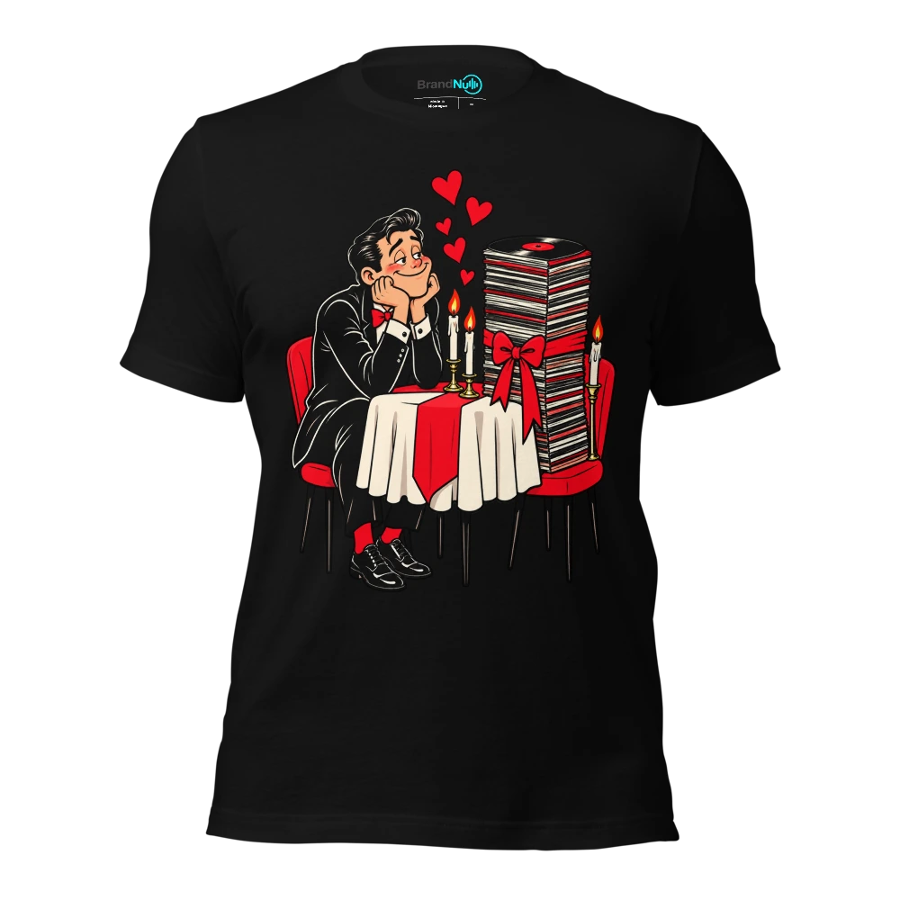THE CANDLELIT DINNER IS FOR MY RECORD COLLECTION T Shirt Black Front