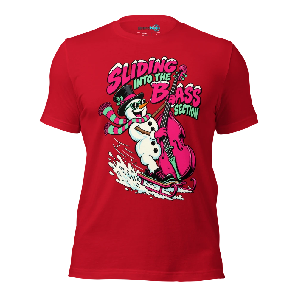 SLIDING INTO THE BASS SECTION T Shirt Red Front