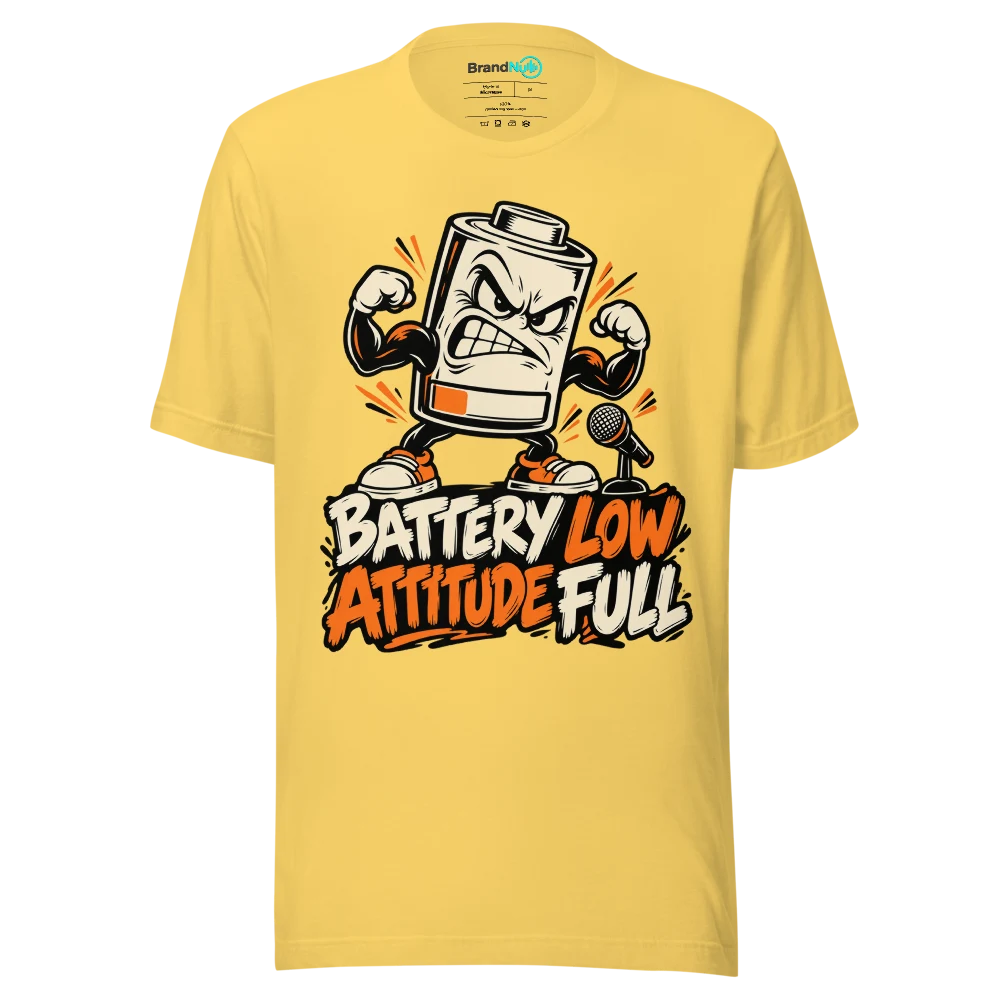 BATTERY LOW ATTITUDE FULL T Shirt Yellow Front