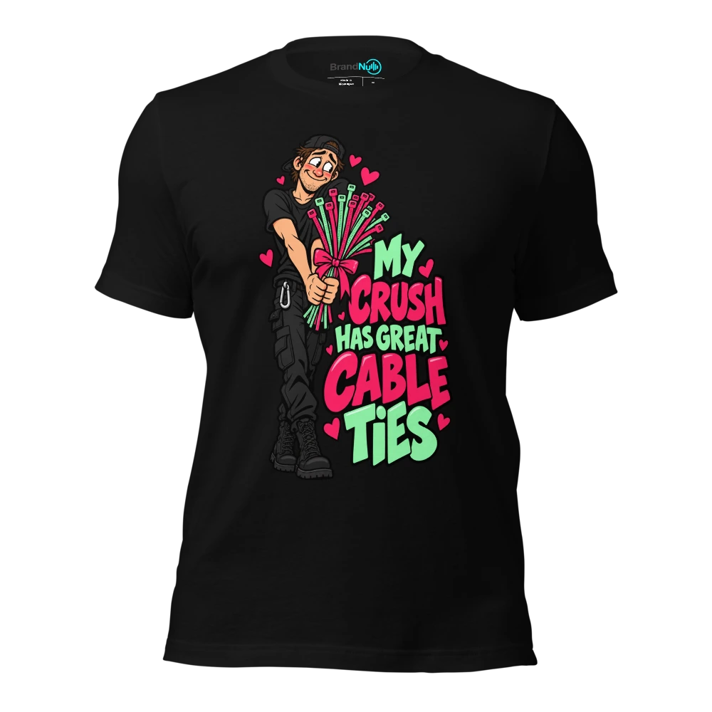 MY CRUSH HAS GREAT CABLE TIES T Shirt Black Front