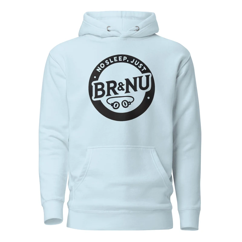 Bold BR&NU Logo Monochrome Hoodie - Sky Blue