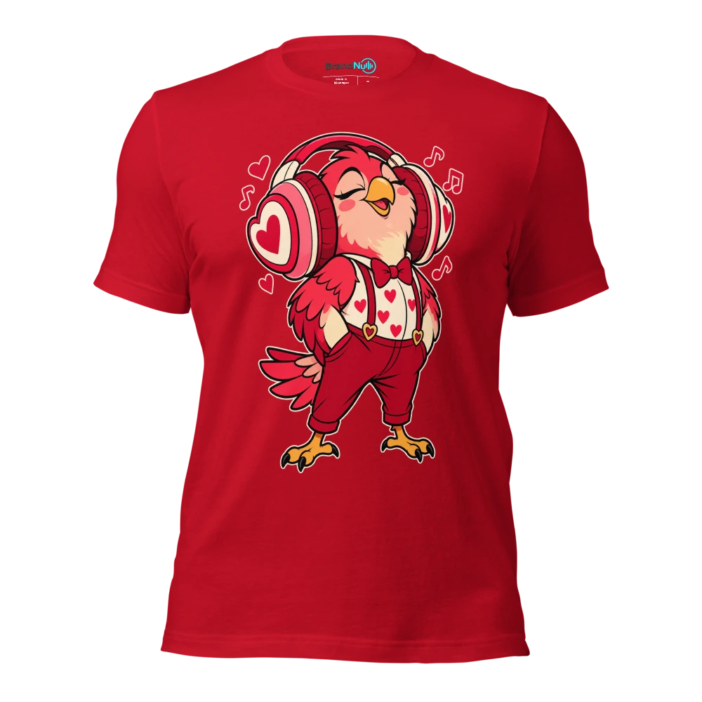 THE LOVEBIRD HAS KEPT BOTH EARPHONES T Shirt Red Front