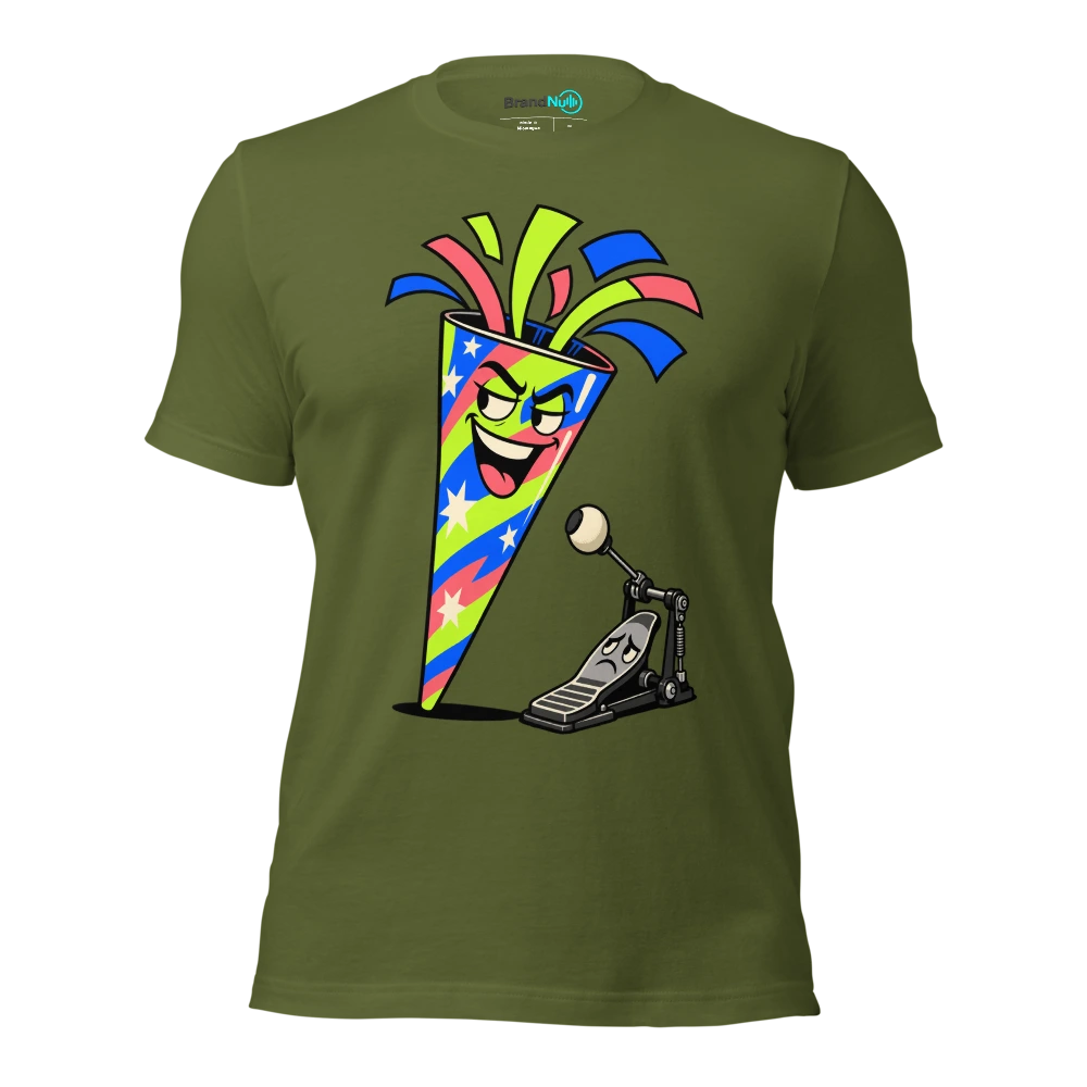 THIS PARTY POPPER HAS MORE PUNCH THAN YOUR KICK T Shirt Olive Front