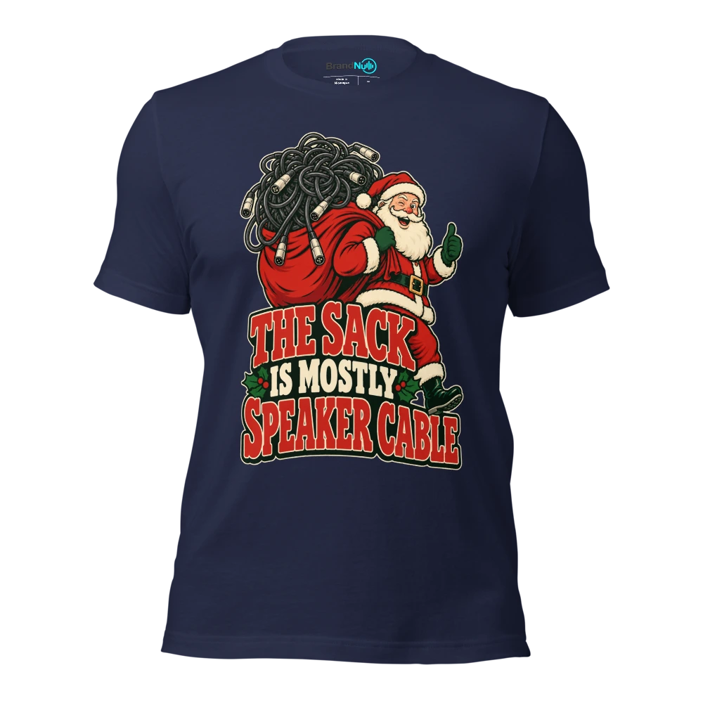 THE SACK IS MOSTLY SPEAKER CABLE T Shirt Navy Front