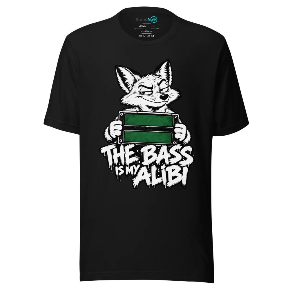 THE BASS IS MY ALIBI T Shirt Black Front