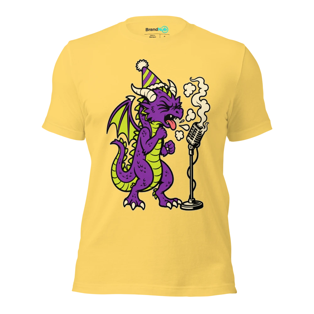 THE BIRTHDAY DRAGON HAS ADDED A SMOKY VOCAL T Shirt Yellow Front