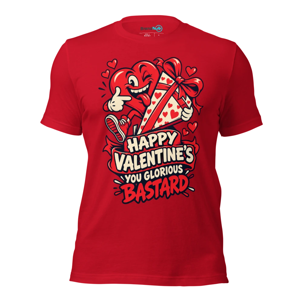 HAPPY VALENTINE'S YOU GLORIOUS BASTARD T Shirt Red Front