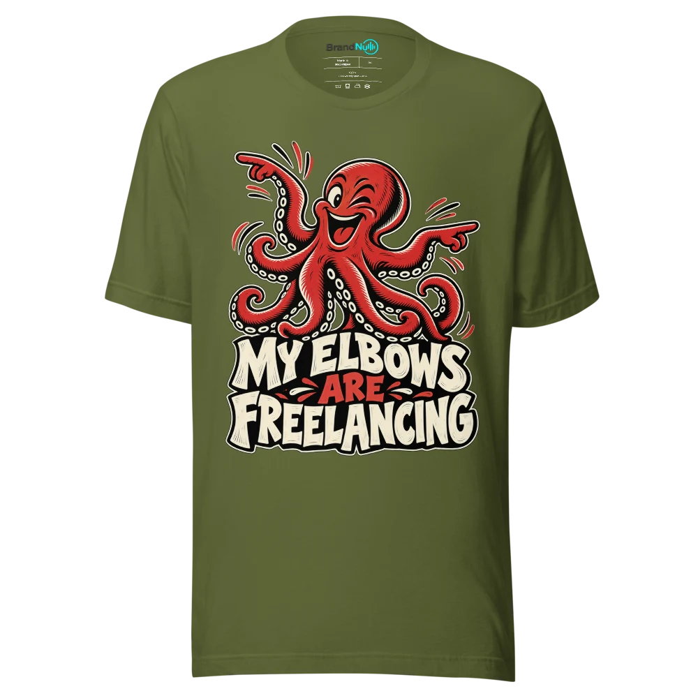 MY ELBOWS ARE FREELANCING T Shirt Olive Front