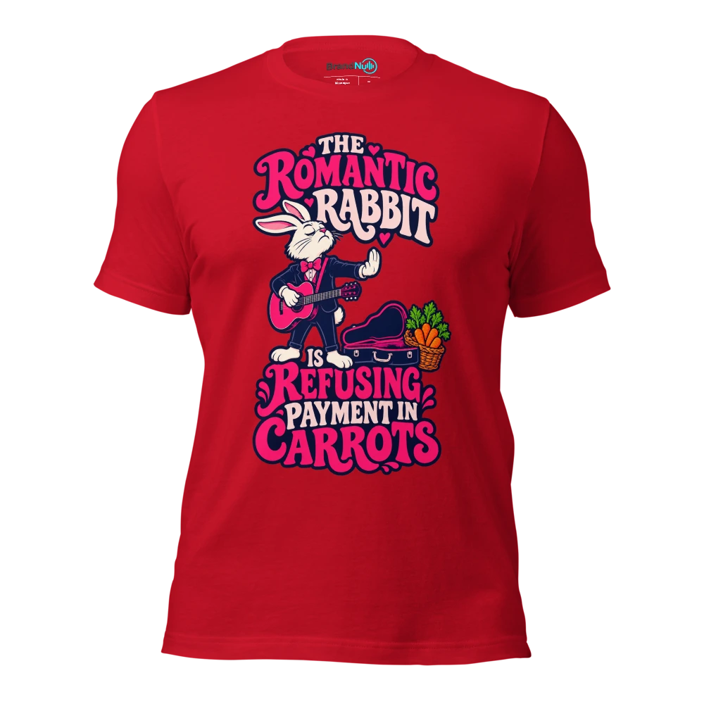 THE ROMANTIC RABBIT IS REFUSING PAYMENT IN CARROTS T Shirt Red Front