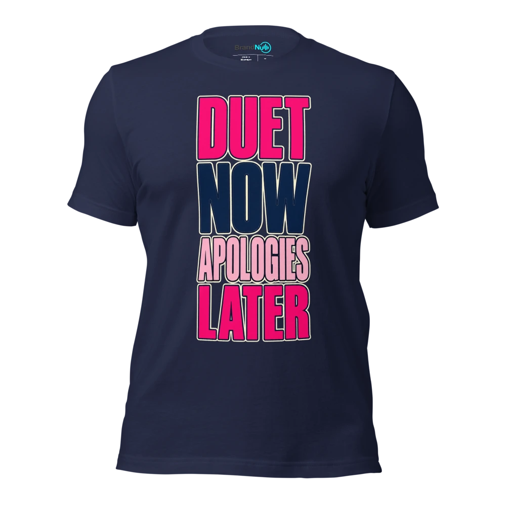 DUET NOW APOLOGIES LATER T Shirt Navy Front