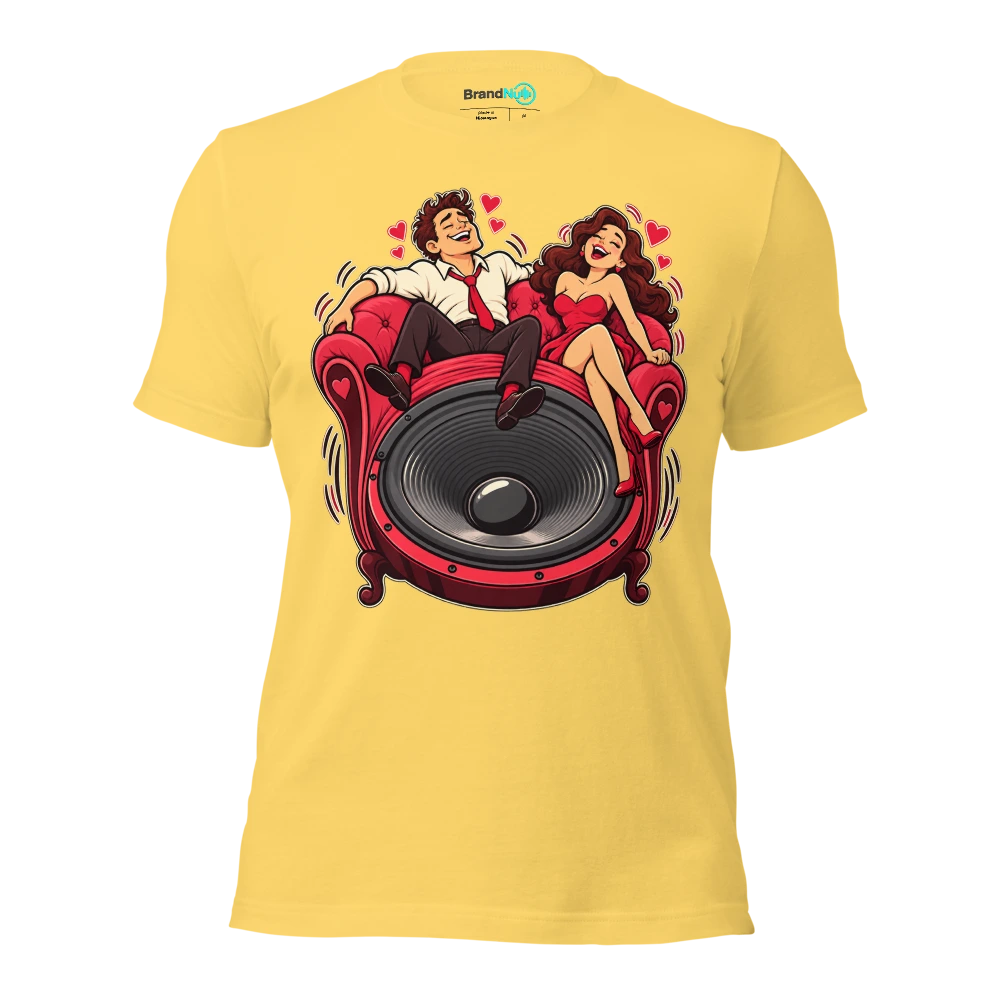 THE LOVE SEAT HAS A BASS PORT T Shirt Yellow Front