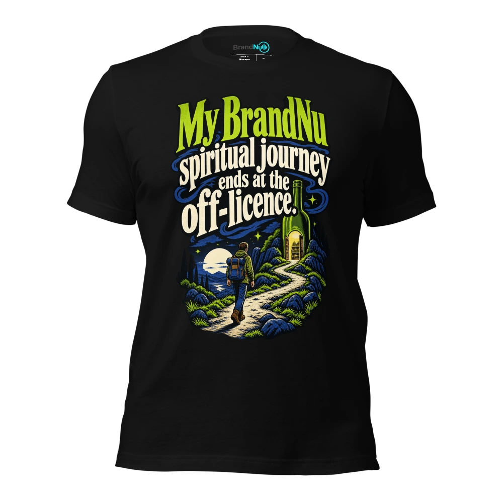 My BrandNu spiritual journey ends at the off licence T-SHIRT