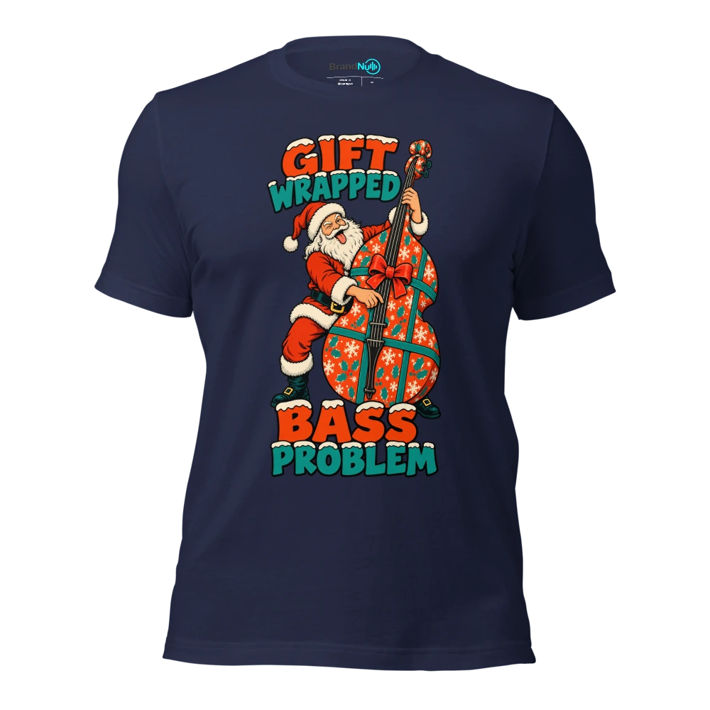 GIFT WRAPPED BASS PROBLEM T Shirt Navy Front