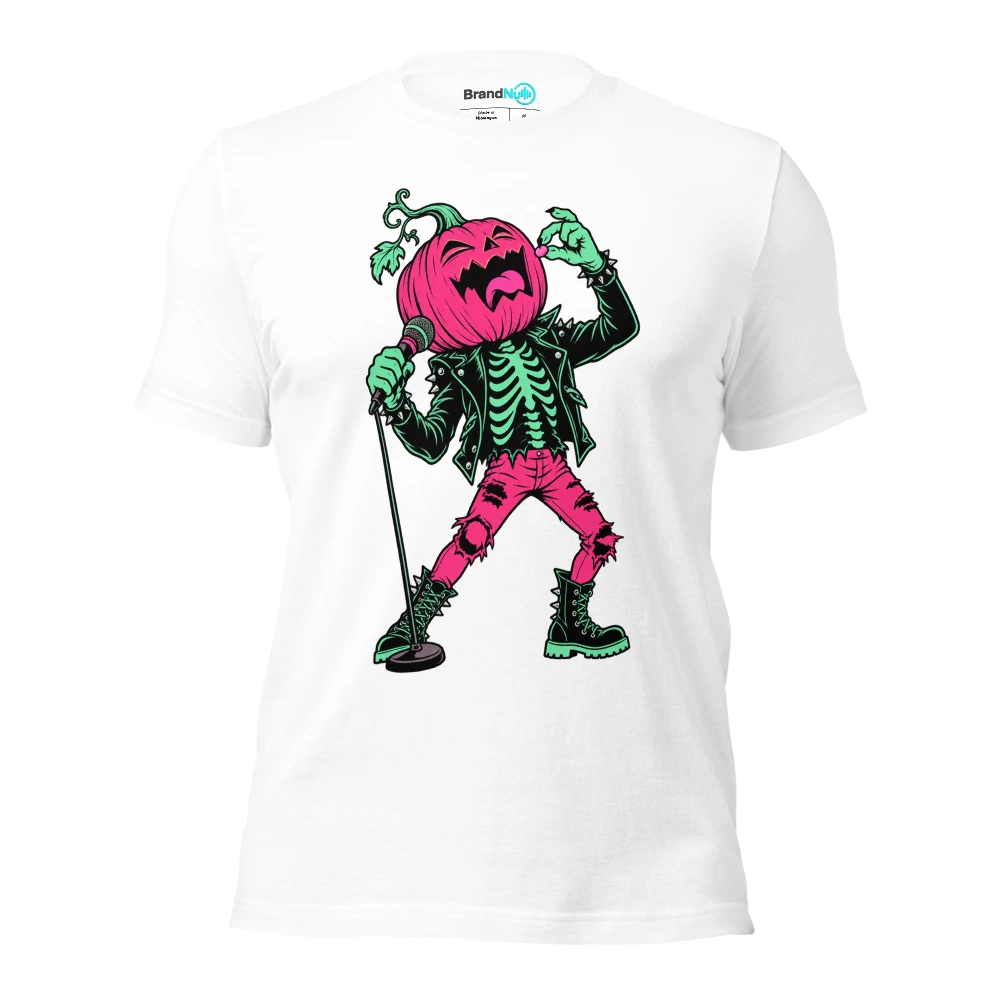 Pumpkin singer eating a very small throat lozenge T Shirt White Front