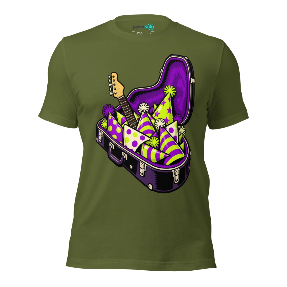 THIS GUITAR CASE IS MY PARTY BAG T Shirt Olive Front
