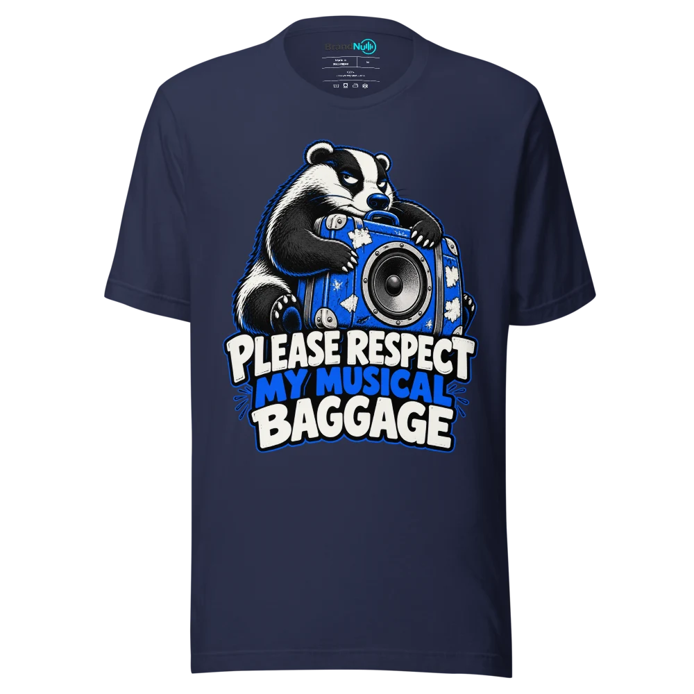 PLEASE RESPECT MY MUSICAL BAGGAGE T Shirt Navy Front