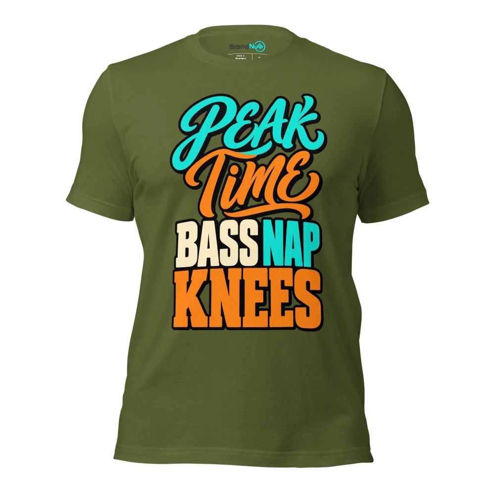 PEAK TIME BASS NAP TIME KNEES T Shirt Olive Front