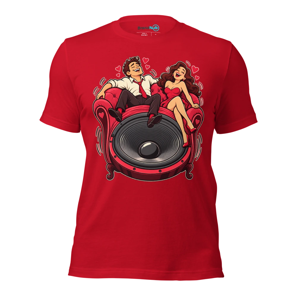 THE LOVE SEAT HAS A BASS PORT T Shirt Red Front