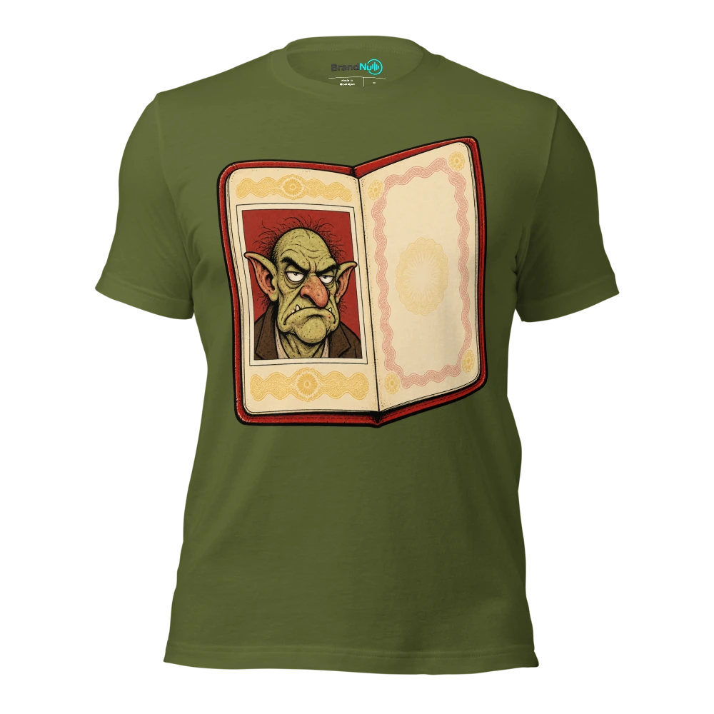 Got a BrandNu passport photo. Police have been very understanding T Shirt Olive Front