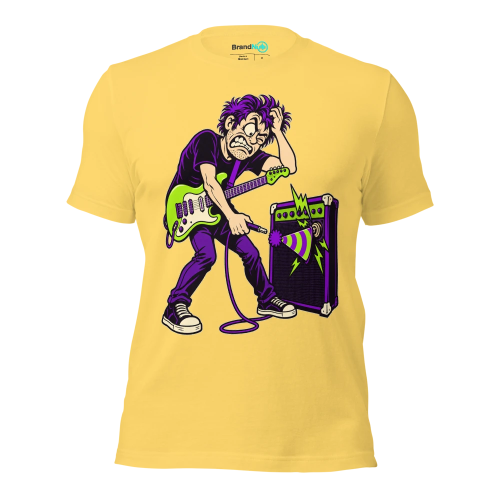 THIS PARTY HAT IS A STRICT GENRE POLICY T Shirt Yellow Front