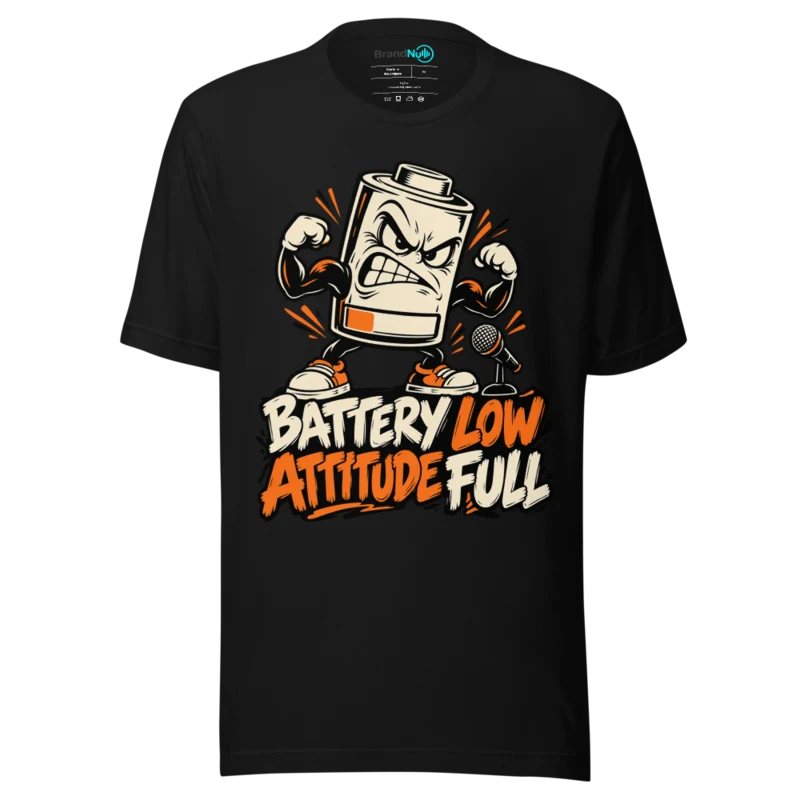 BATTERY LOW ATTITUDE FULL T Shirt - Black