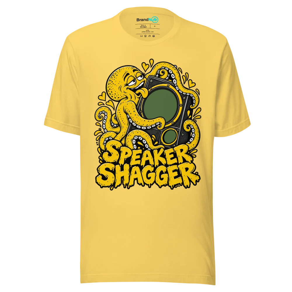 SPEAKER SHAGGER T Shirt Yellow Front
