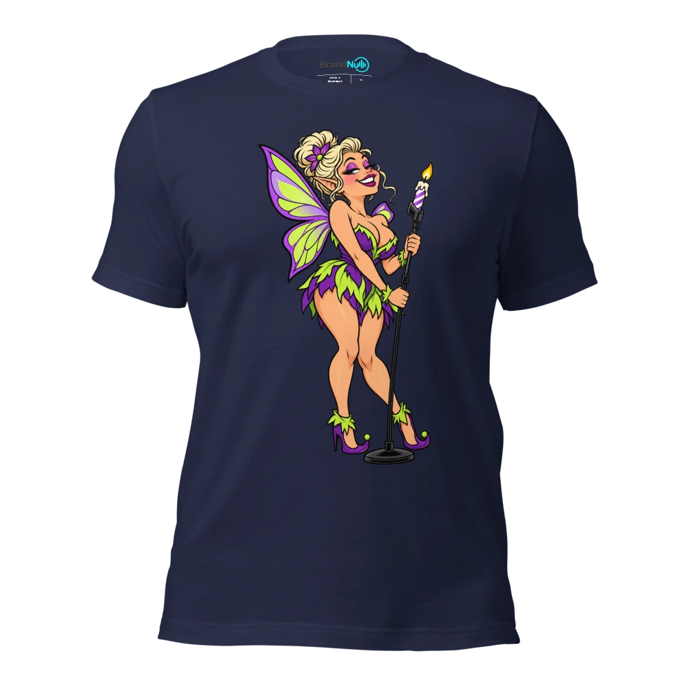 THE CAKE FAIRY HAS GIFT WRAPPED THE WRONG MIC T Shirt Navy Front