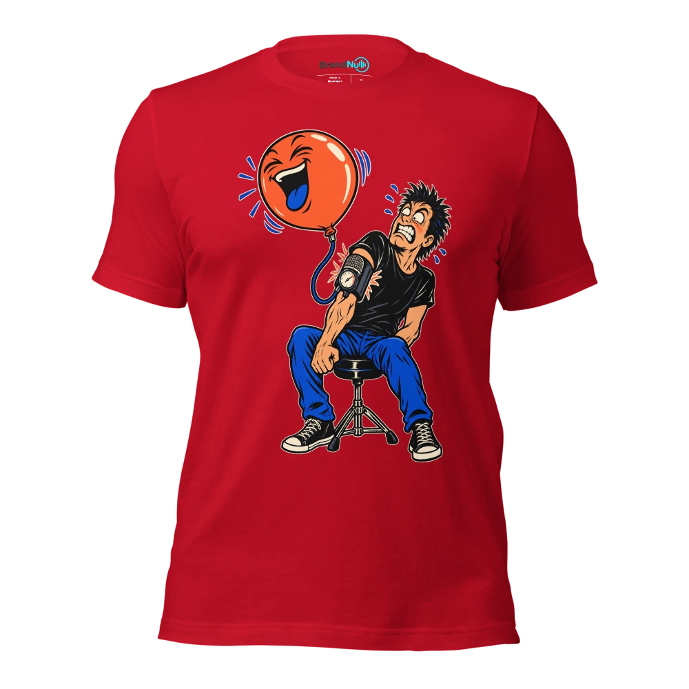 THIS BIRTHDAY BALLOON IS A BLOOD PRESSURE MONITOR T Shirt Red Front