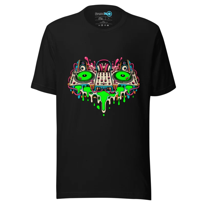 Melting Decks – DJ Graphic T Shirt Black