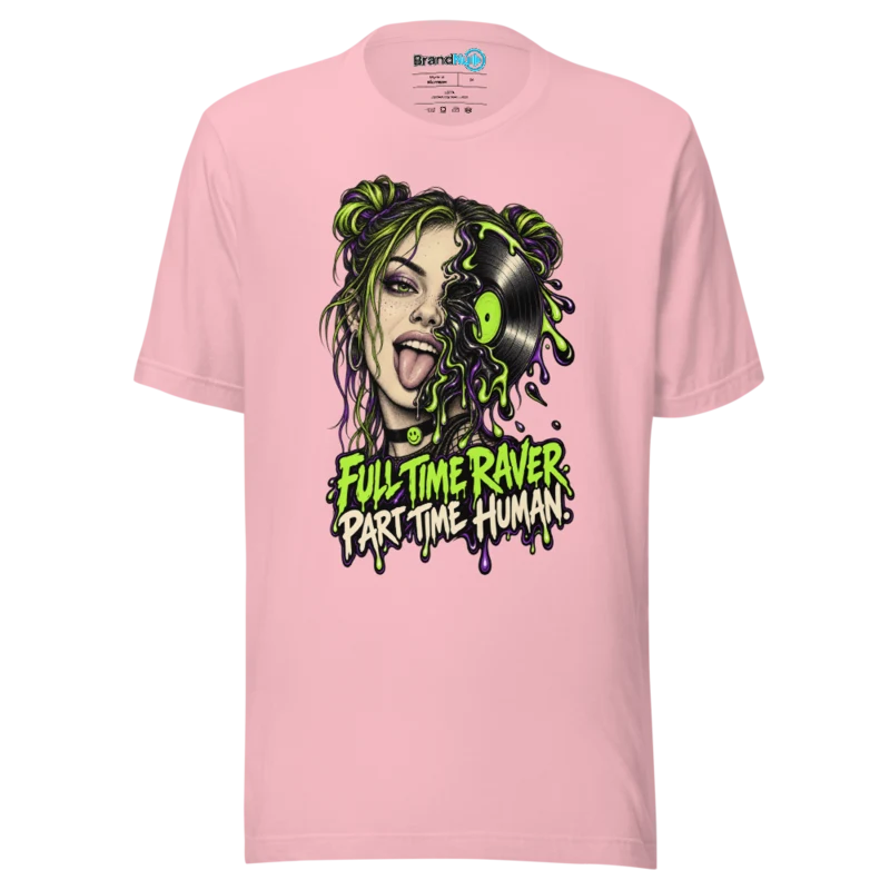 Full Time Raver Part Time Human T Shirt - Olive