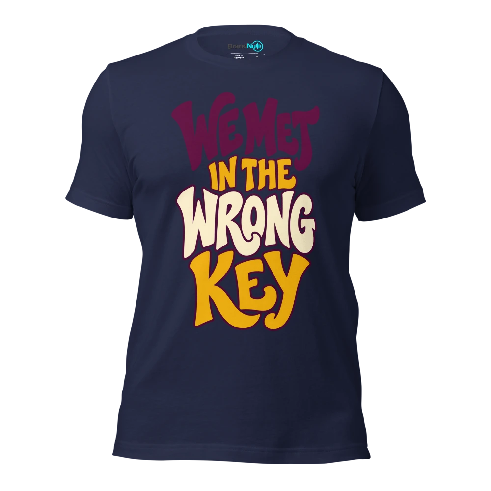 WE MET IN THE WRONG KEY T Shirt Navy Front