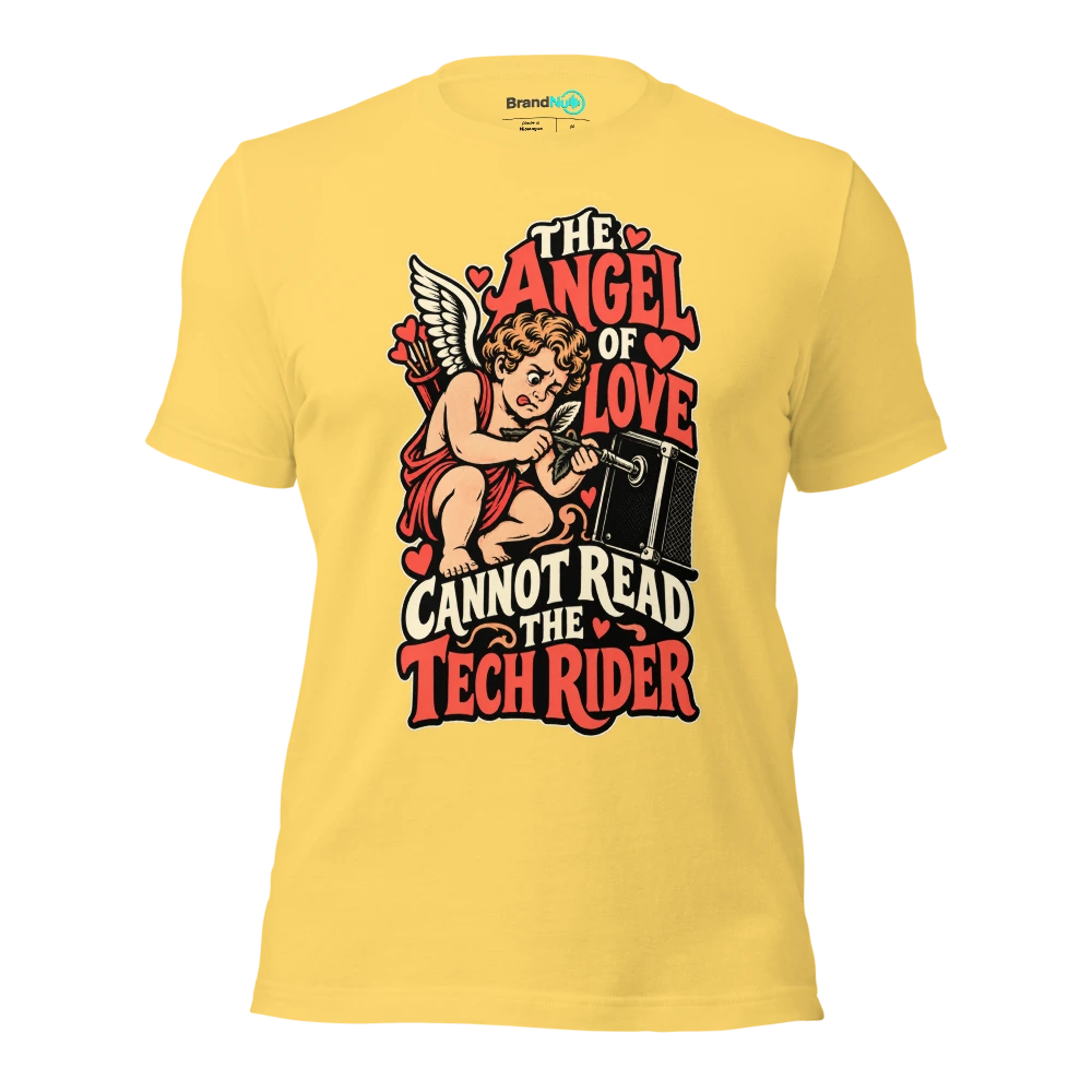THE ANGEL OF LOVE CANNOT READ THE TECH RIDER T Shirt Yellow Front
