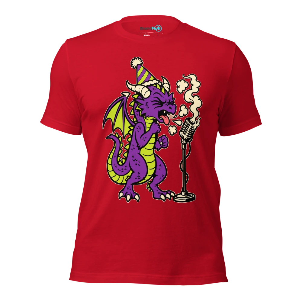 THE BIRTHDAY DRAGON HAS ADDED A SMOKY VOCAL T Shirt Red Front