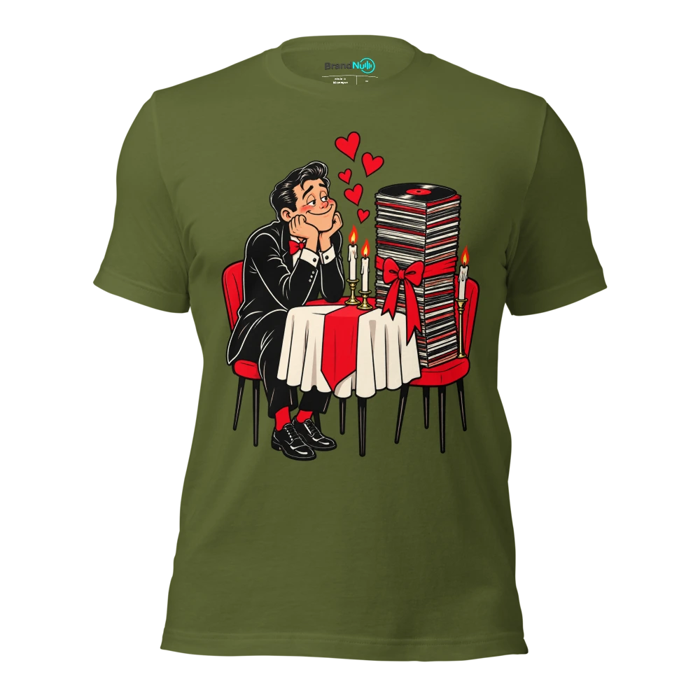 THE CANDLELIT DINNER IS FOR MY RECORD COLLECTION T Shirt Olive Front