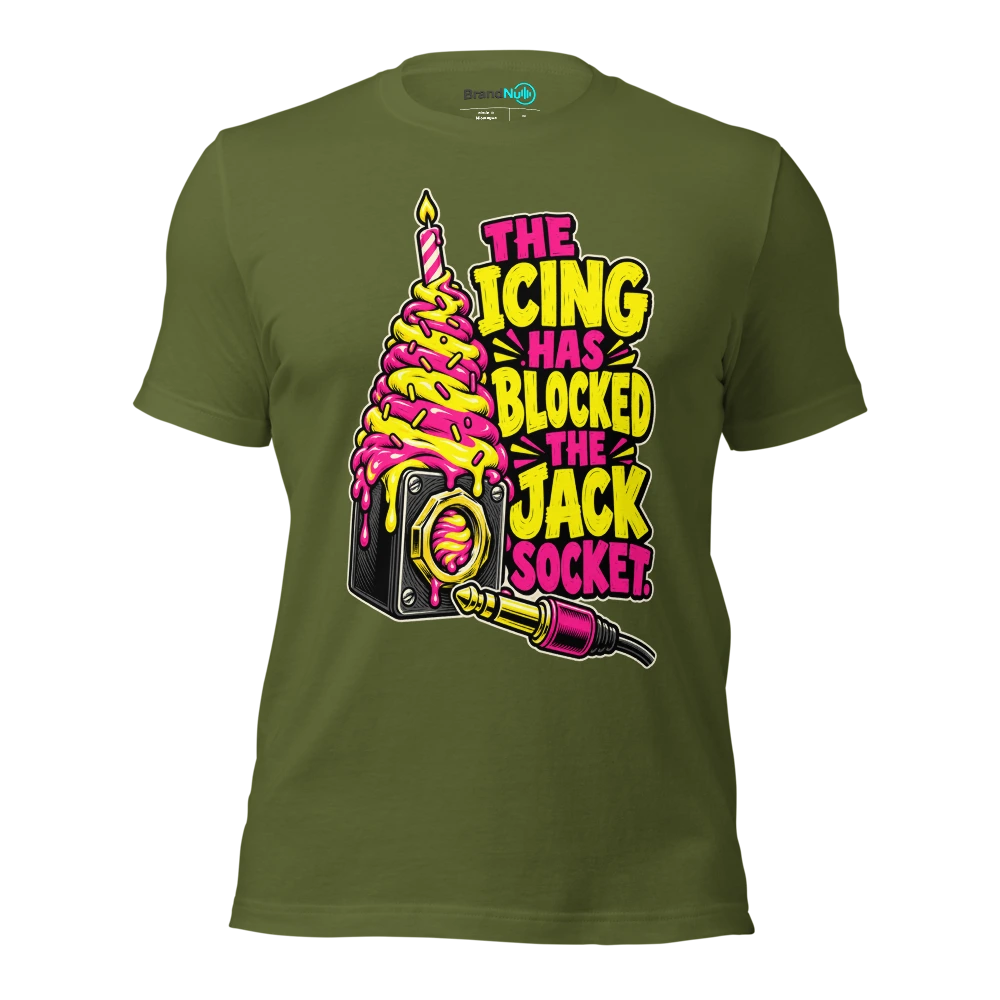 THE ICING HAS BLOCKED THE JACK SOCKET T Shirt Olive Front