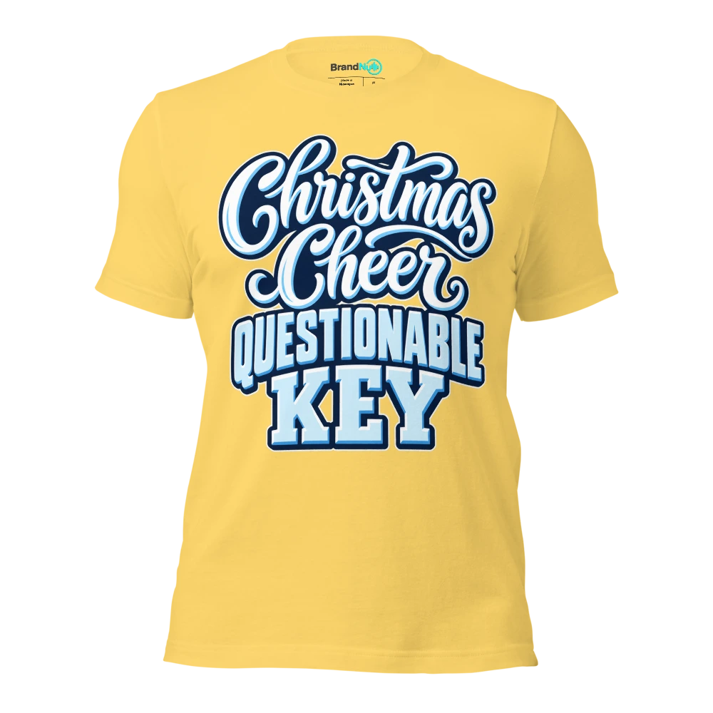 CHRISTMAS CHEER QUESTIONABLE KEY T Shirt Yellow Front