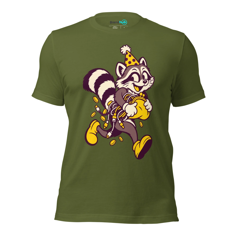 THE PARTY RACCOON HAS STOLEN MY UPGRADE BUDGET T Shirt Olive Front