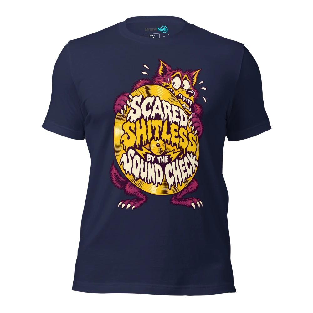 SCARED SHITLESS BY THE SOUND CHECK T Shirt Navy Front