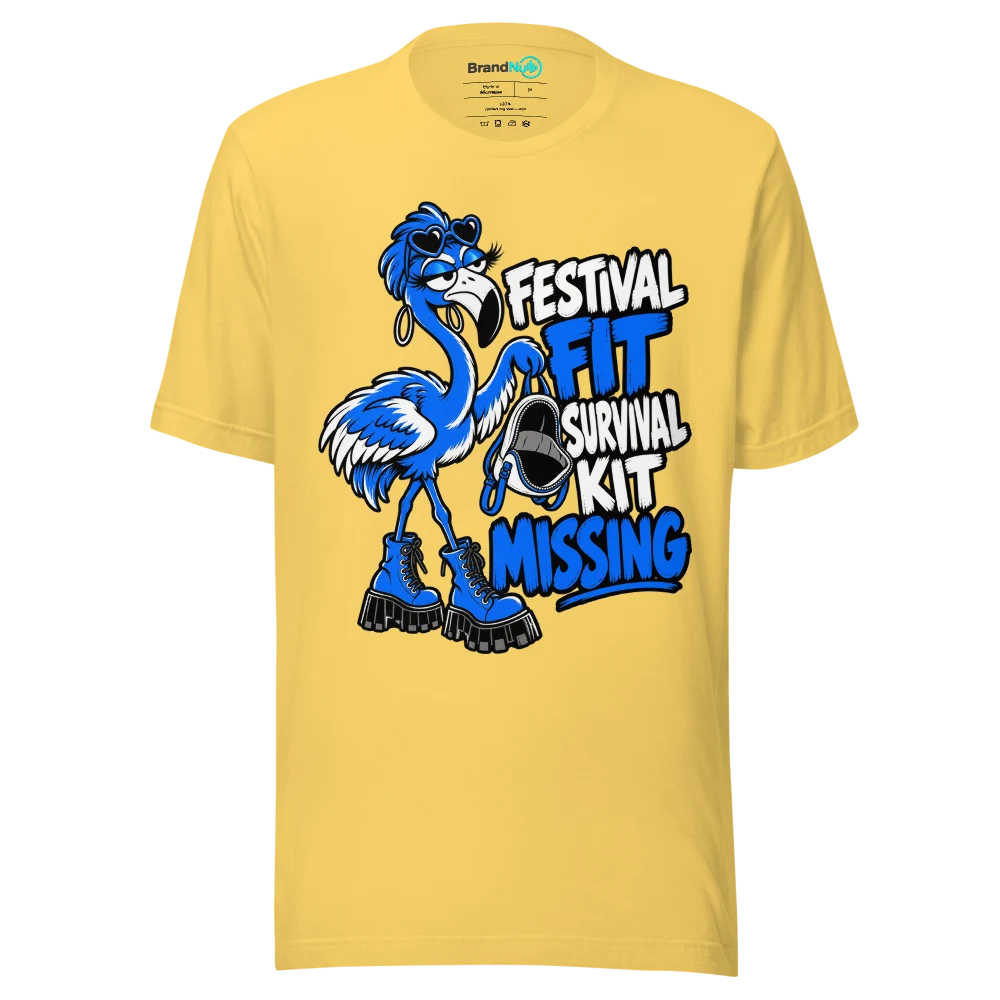 FESTIVAL FIT SURVIVAL KIT MISSING T Shirt Yellow Front