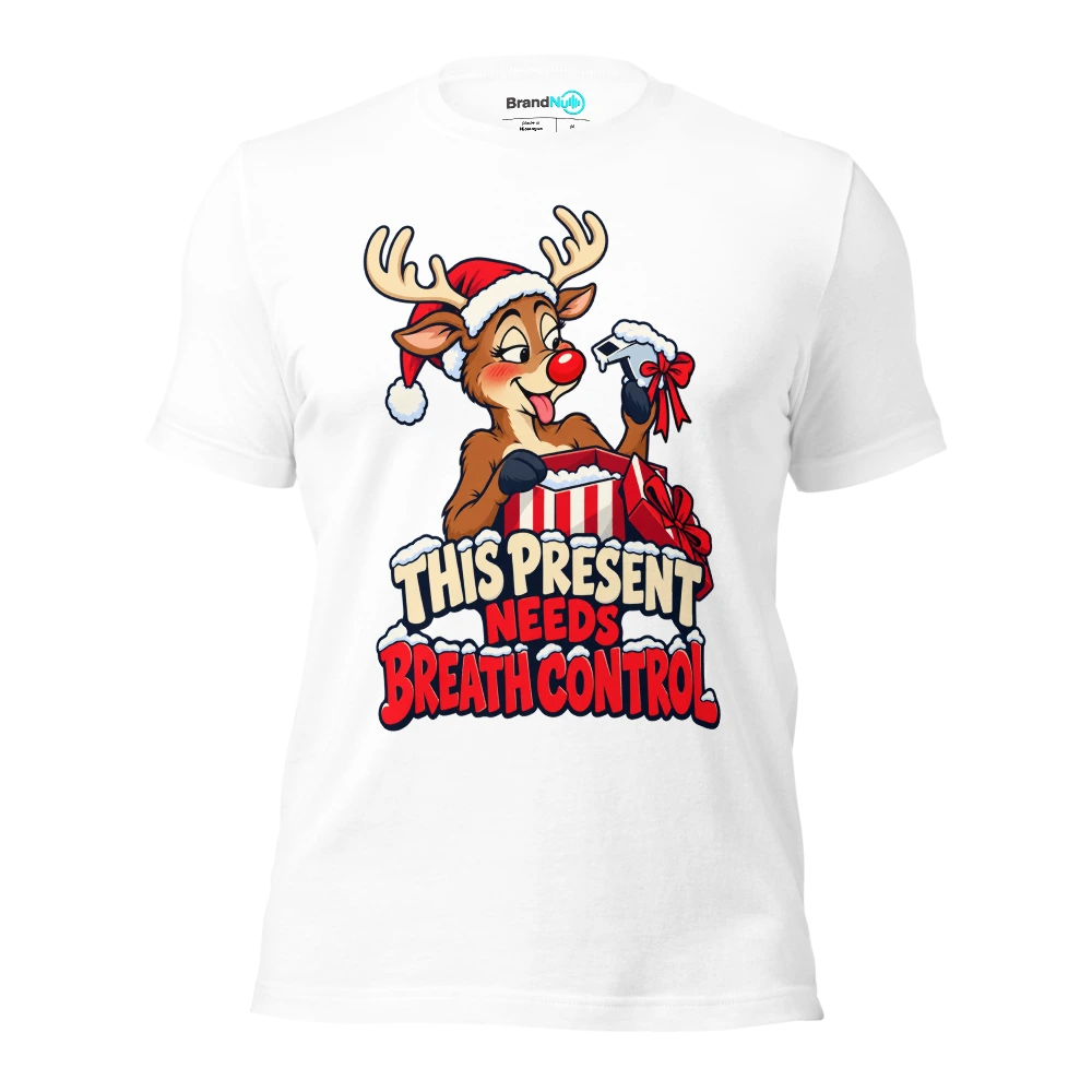 THIS PRESENT NEEDS BREATH CONTROL T Shirt White Front
