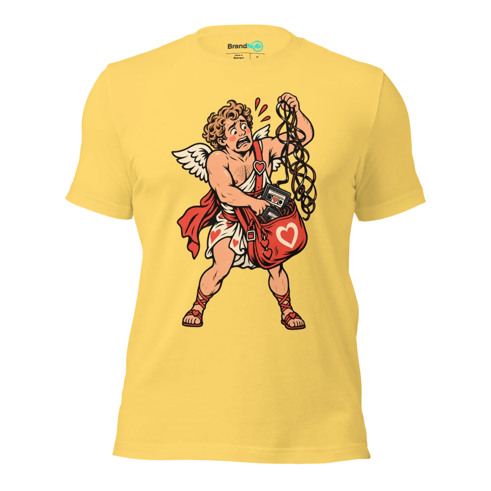 THE POSTBOX CUPID HAS LOST OUR SONG T Shirt Yellow Front