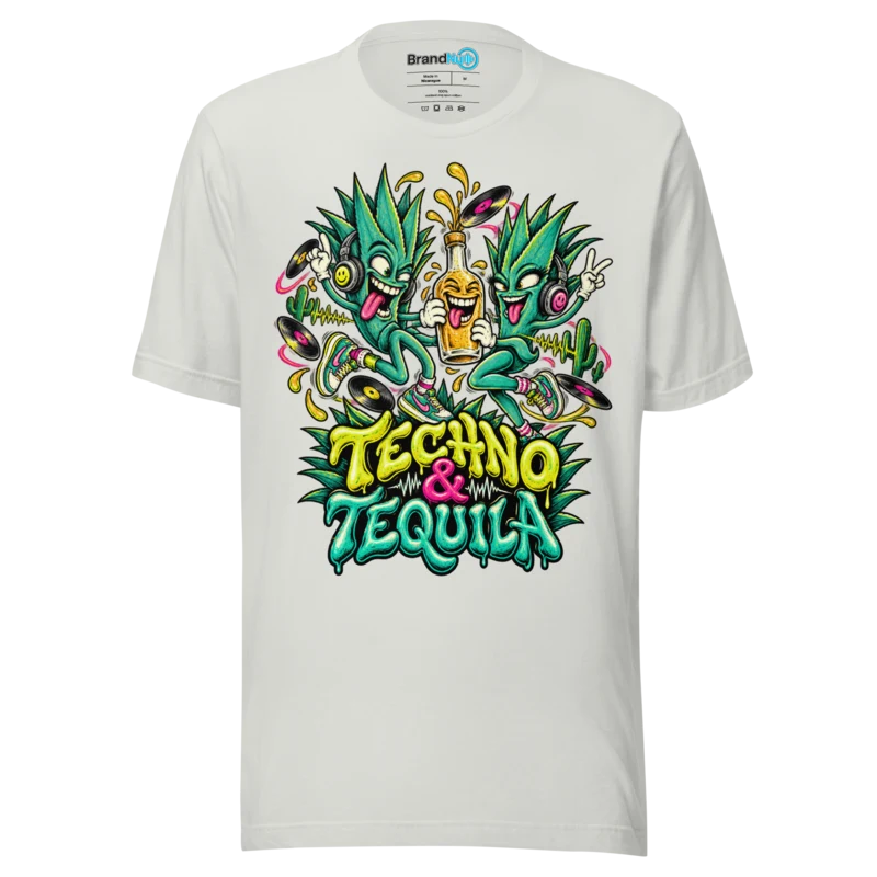 Techno & Tequila T Shirt – Minimal Party Statement