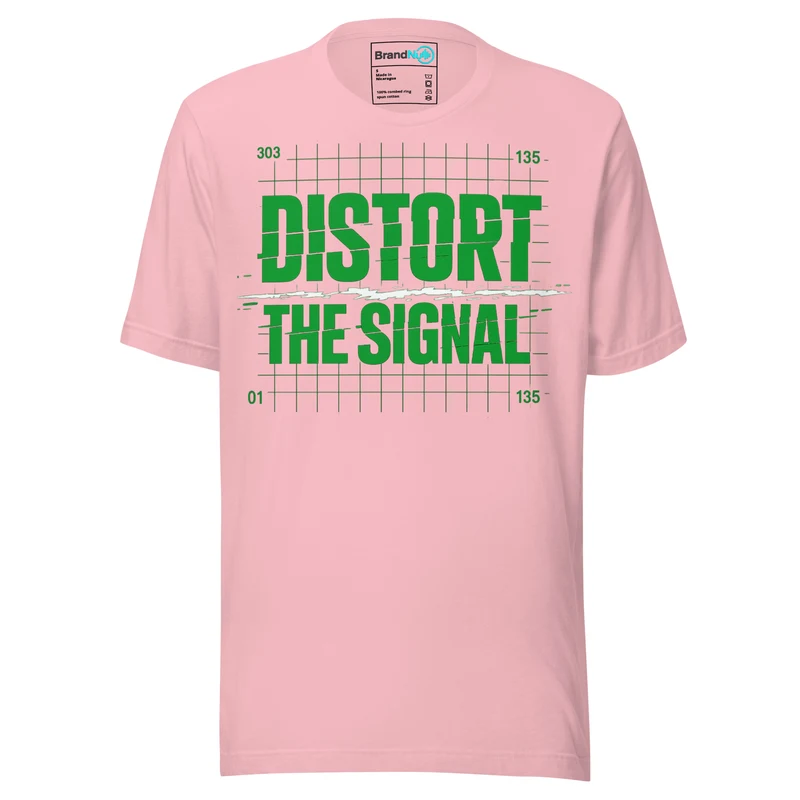 Distort The Signal Techno T Shirt Underground Rave Statement - Pink