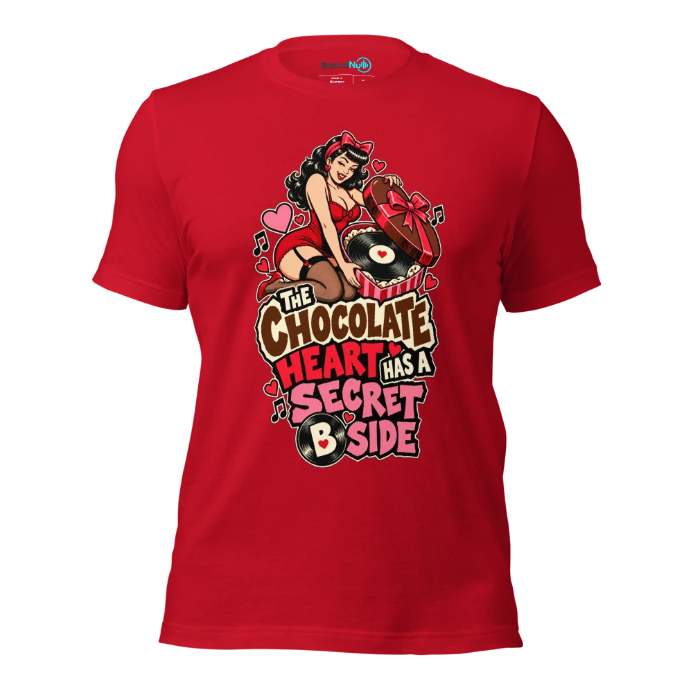 THE CHOCOLATE HEART HAS A SECRET B SIDE T Shirt Red Front